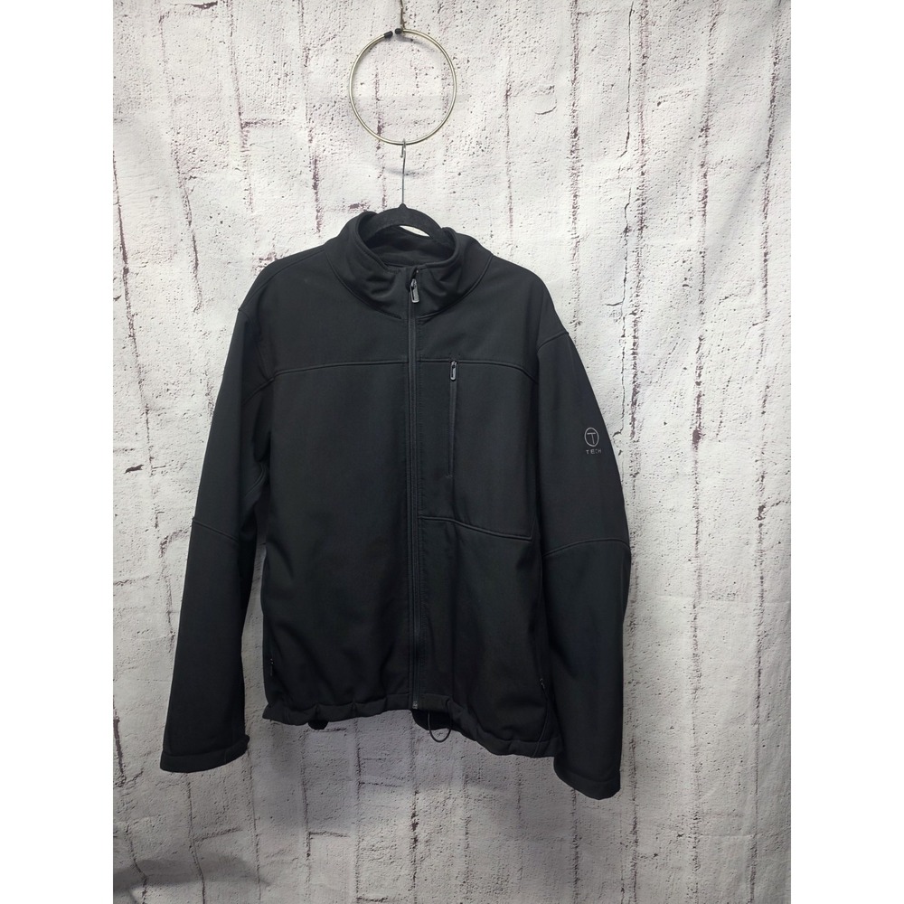 Tech By Tumi Mens Black Water Resistant Softshell Fleece Lined Jacket Size XXL